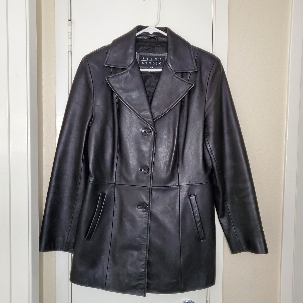 Siena Studio Women's Black Leather Jacket Size M